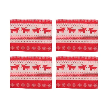 

4pcs Christmas Decorative Table Mat Cutlery Mat for Christmas Table Decor