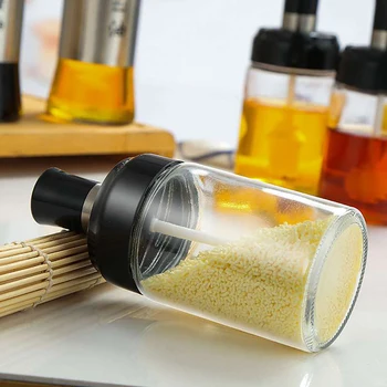 

Glass Condiment Jars With Lids Spoons Clear Spice Containers Seasoning Pots With Airtight Cap For Oil Salt Sugar Honey New