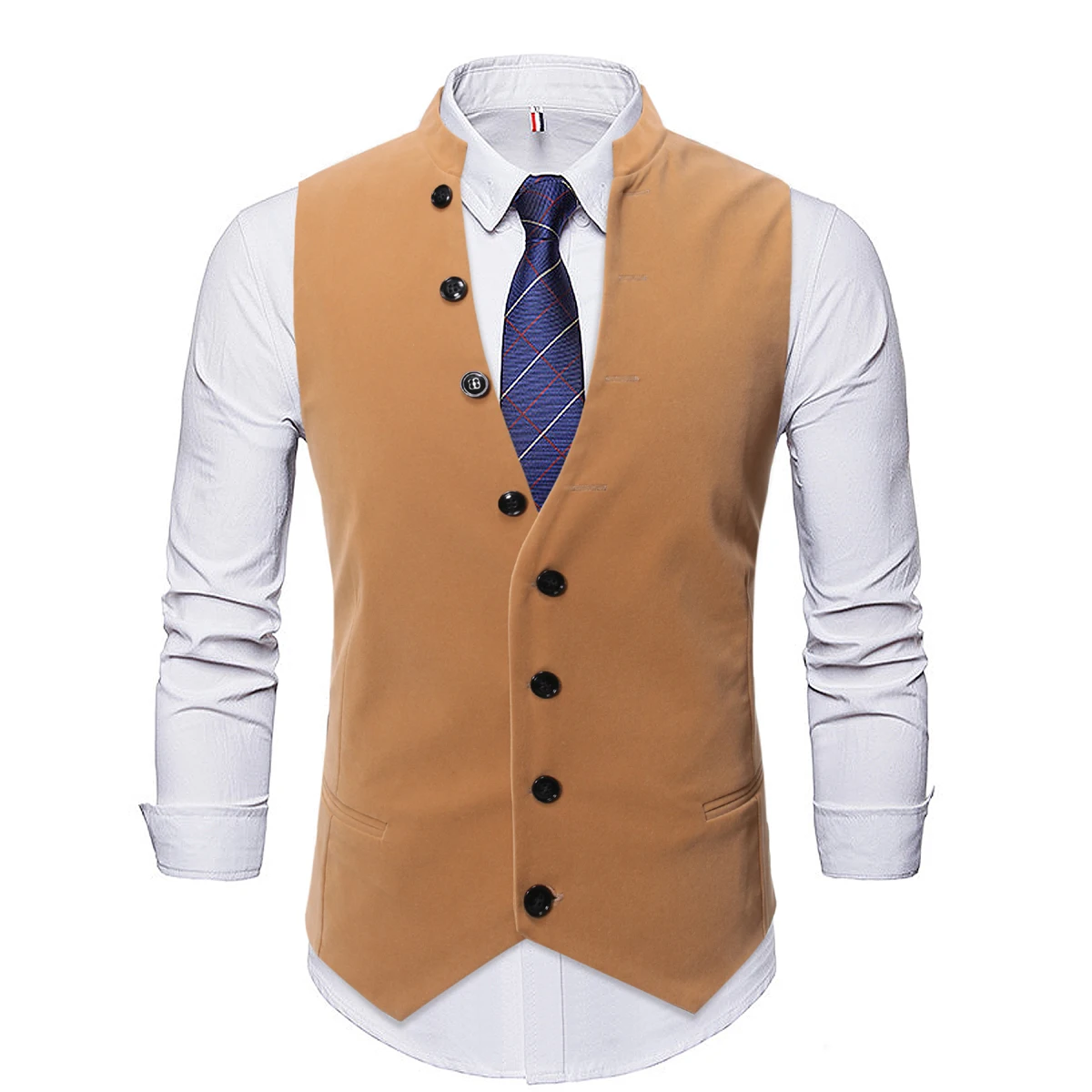 Style 2 Tan Осенний костюм, жилет, мужские вечерние жилеты на пуговицах, официальный костюм, жилеты для мужчин, с принтом, топы, Gilet Homme, жилет для свадьбы, клуба, стимпанк - Цвет: Style 2 Tan
