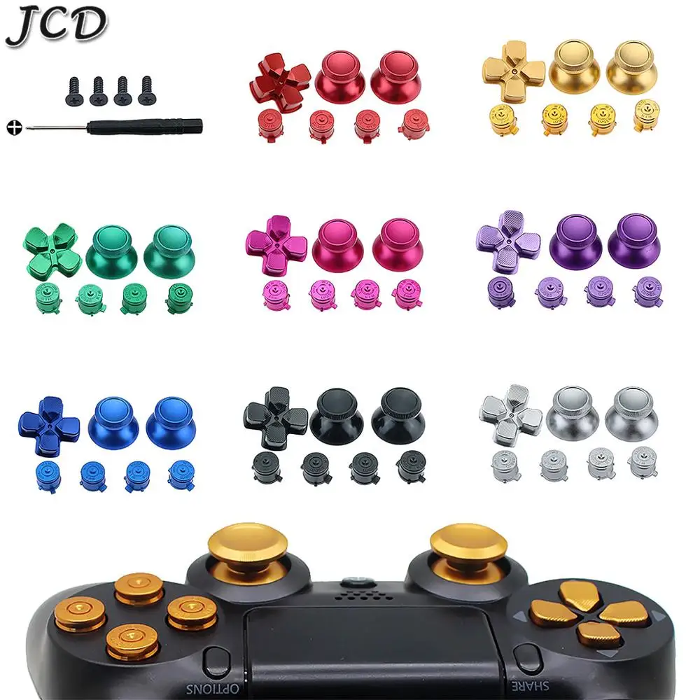 Set Di Pulsanti In Metallo Jcd Thumbsticks Analogici Cromati Per Ps4 D-Pad Per Controller Ps4 Joystick Riparazione Accessori Di Gioco