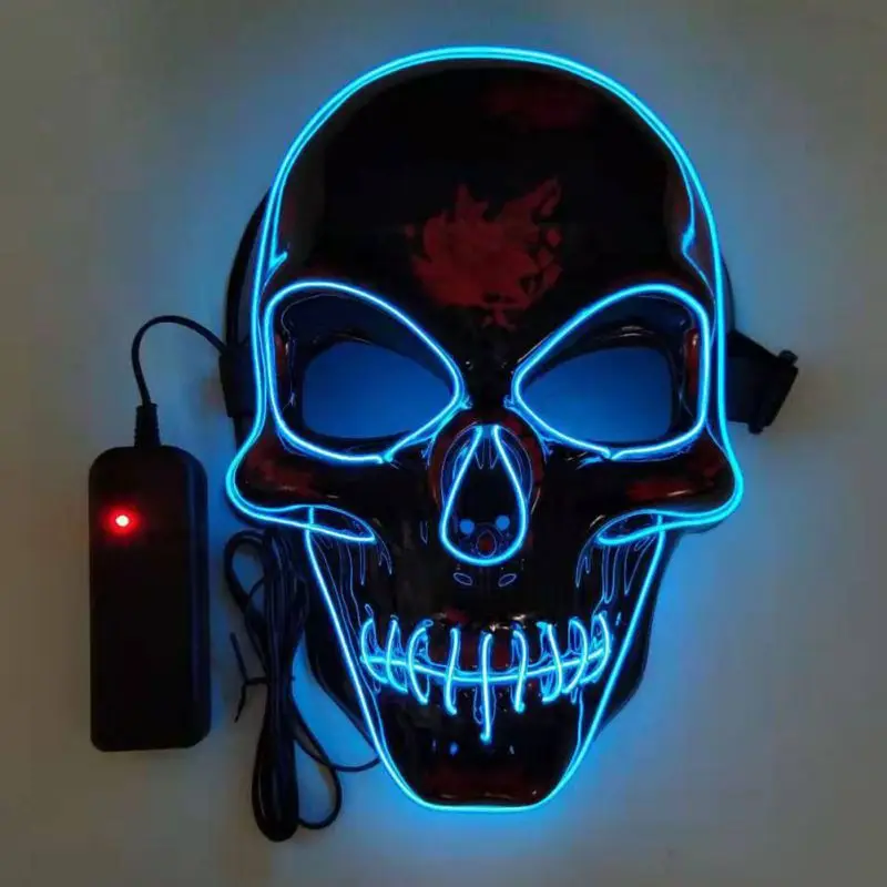 Halloween Skeleton Mask LED Illuminated Scary EL-Wire Mask Light Up Festival Cosplay Costume Supplies Party Mask Glowing Props