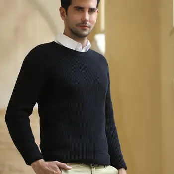 

100% Cotton 2019 Autumn Men's long sleeve O-neck knitted sweaters casual mens knitted pullovers tops fashion mens slim sweaters