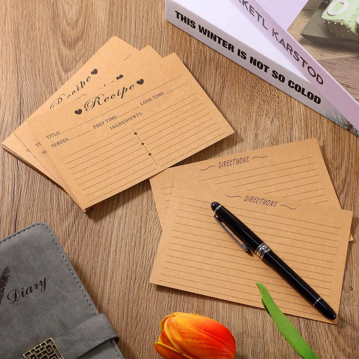 Recipe Cards - 50 Double Sided Cards 4x6 inches Thick Card Stock Easy To Write, Perfect for Recipe Box & Recipe Binder afbeelding