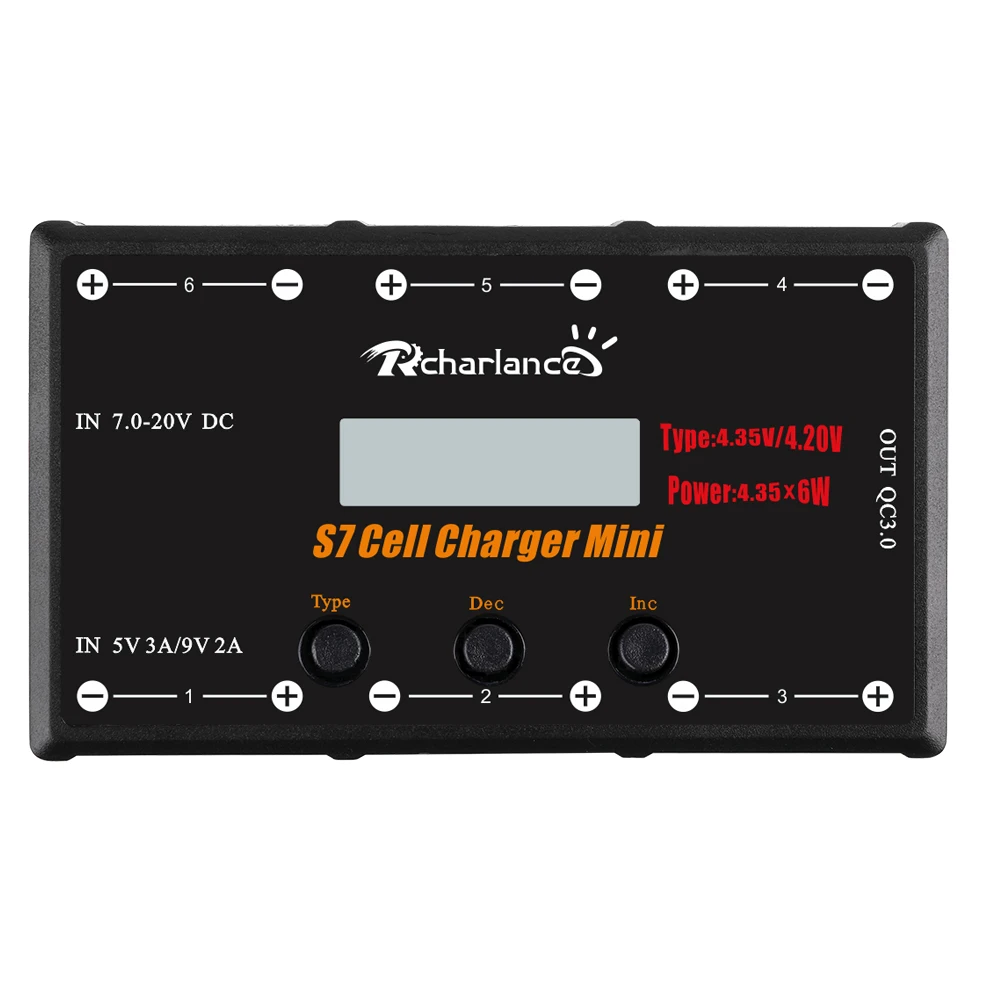 Rcharlance S7 зарядное устройство мини 1S зарядное устройство 6x4,35 Вт LiPO LiHV зарядное устройство с USB Micro MCX mCPX MOLEX