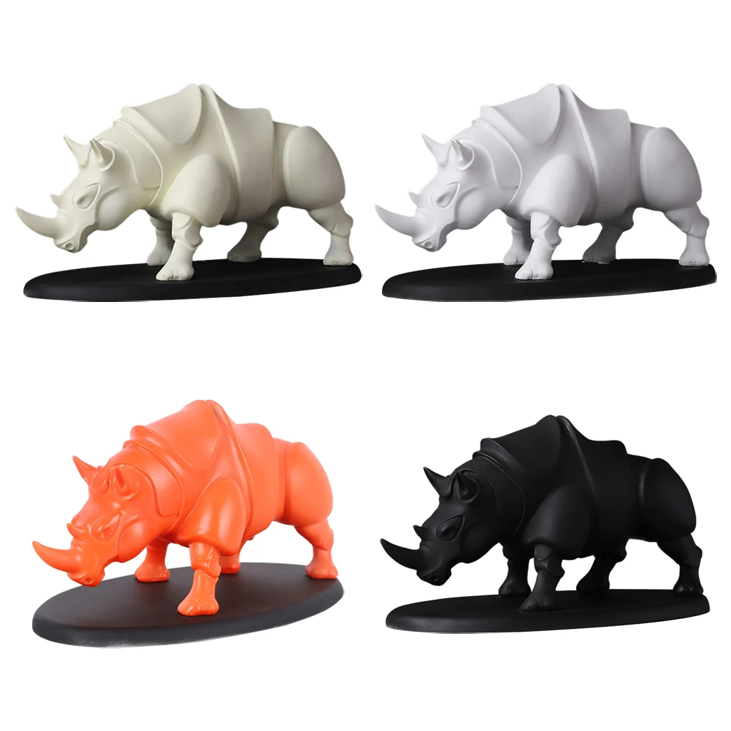 Resin Rhinoceros Statues Nordic Sculpture Miniature Figurine Home
