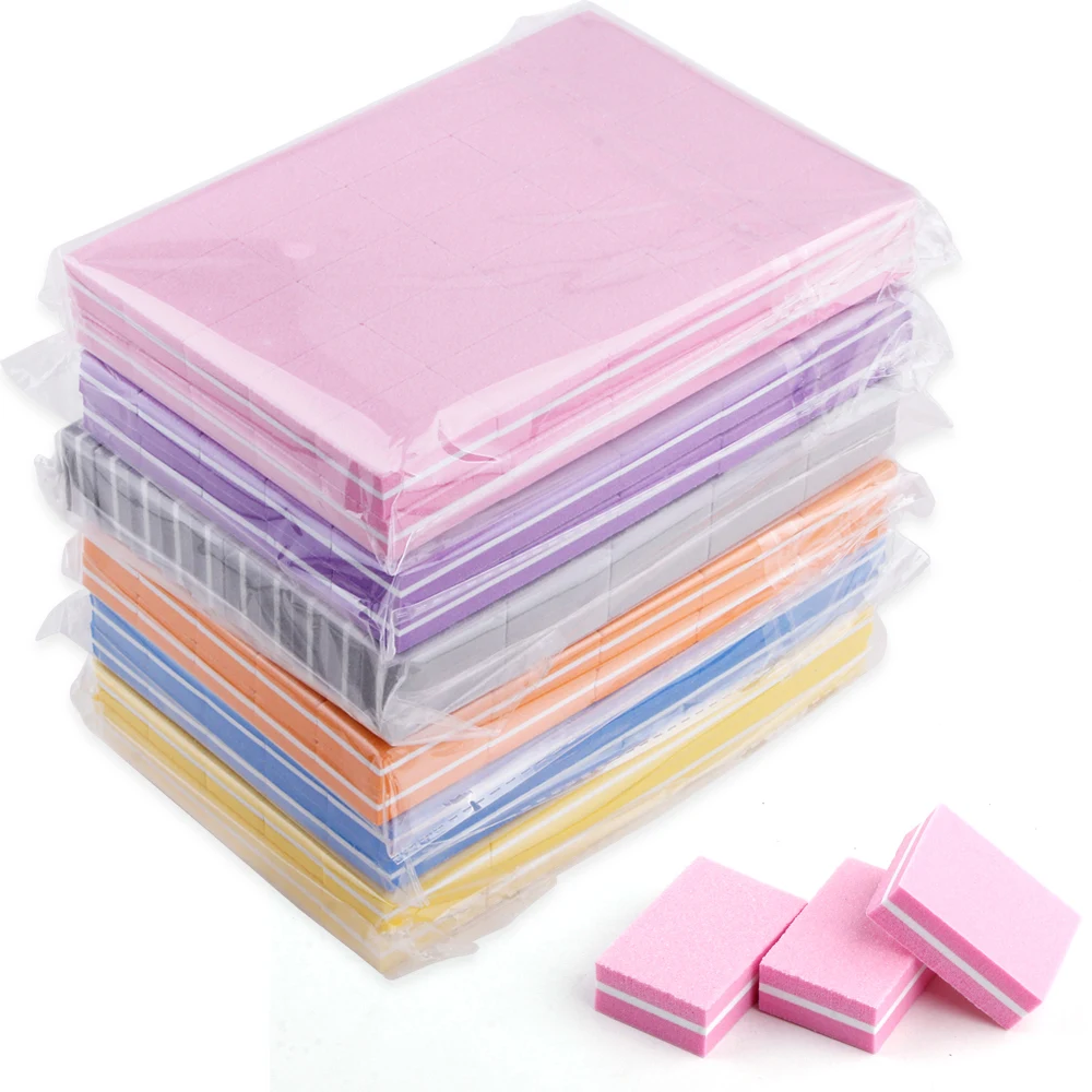 

50/100Pcs Mini Nail File Blocks Double-Sided Sponge Nail Polish Sanding Buffer Polishing Block Files Professional Manicure Tools