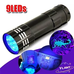 Mini UV ULTRA VIOLET 9 LED Flashlight Torch 4.5v Light Waterproof Aluminum Lamp Outdoor Portable Tactical Lighting Tool UV Lamp