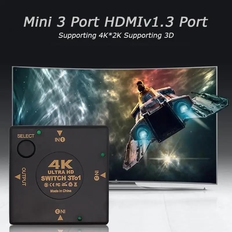 3 порта 4 к HDMI коммутатор видео аудио сплиттер конвертер Поддержка 4 к x 2 к HDTV 3DTV Поддержка аудио выход Dolby TrueHD DTS-HD