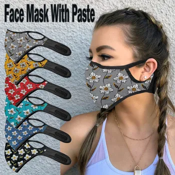 

Adult Flowers Print PM2.5 Mouth Mask With Filter Pocket Face Mask Paste Washable Reusable Dustproof Windproof Mask masque Unisex