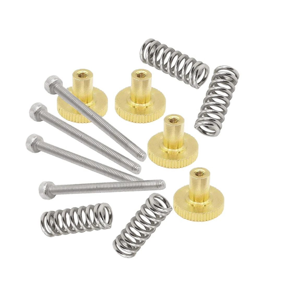 

4 Set/lot Ultimaker 2 Hot Bed Spring Kit 4* Adjustment Nut+4*Springs+4*M3 Screw Heatbed Kit For 3D Printer