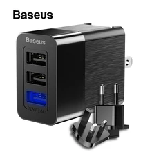 Baseus Универсальное зарядное устройство USB 2.4A адаптер для путешествий настенное зарядное устройство для iPhone samsung S9 S8 Xiaomi, бесплатный переключатель в разъем EU/US/UK