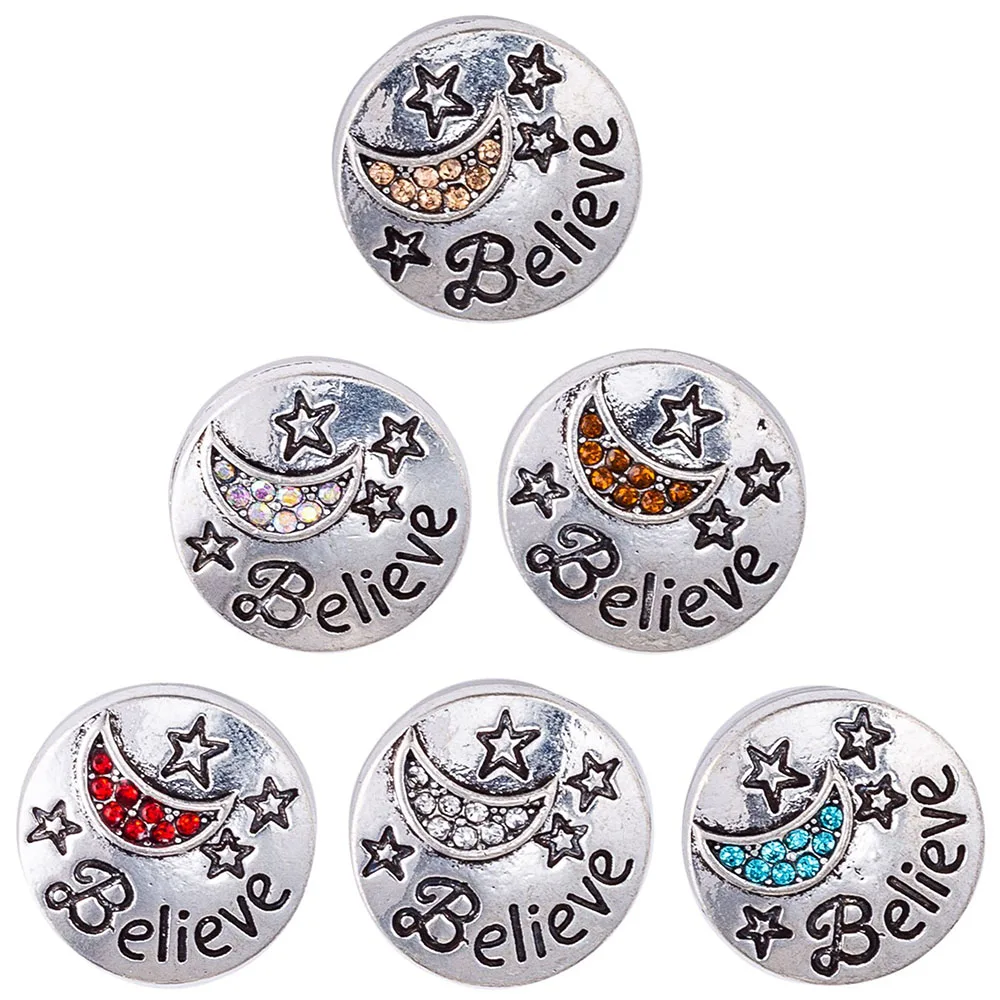 20 шт кнопки 18 мм верят металлические защелки для защелки браслетов подходят к имбирным защелкам ювелирные изделия с кристаллами