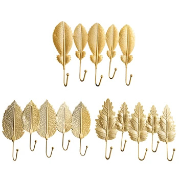 

Nordic Hook Purse Hook Creative Golden Leaf Shape Coat Rack Wall Coat Key Hanger Does Not Punch Home Wall Hanging Decoration