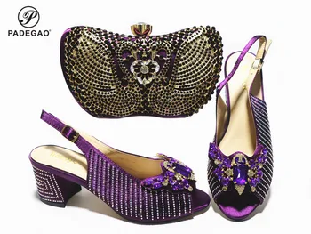 

2020 New Coming Office Lady Italian Designer Shoes And Bag Set To Match with Shinning Crystal for Wedding Party