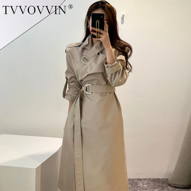TVVOVVIN ветровка женские высокие сапоги до колена популярная Осенняя пальто свободного кроя женщина Англия Стиль легко однорядные и с пряжкой; сезон осень ZX361