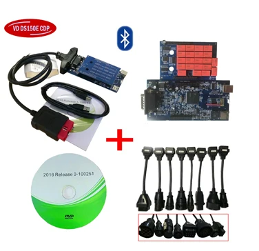 VCI bluetooth для delphis vd ds150e cdp vd tcs cdp obd2 диагностический инструмент с 2016R0 keygen программное обеспечение+ автомобильные кабели для грузовиков - Цвет: with Bluetooth