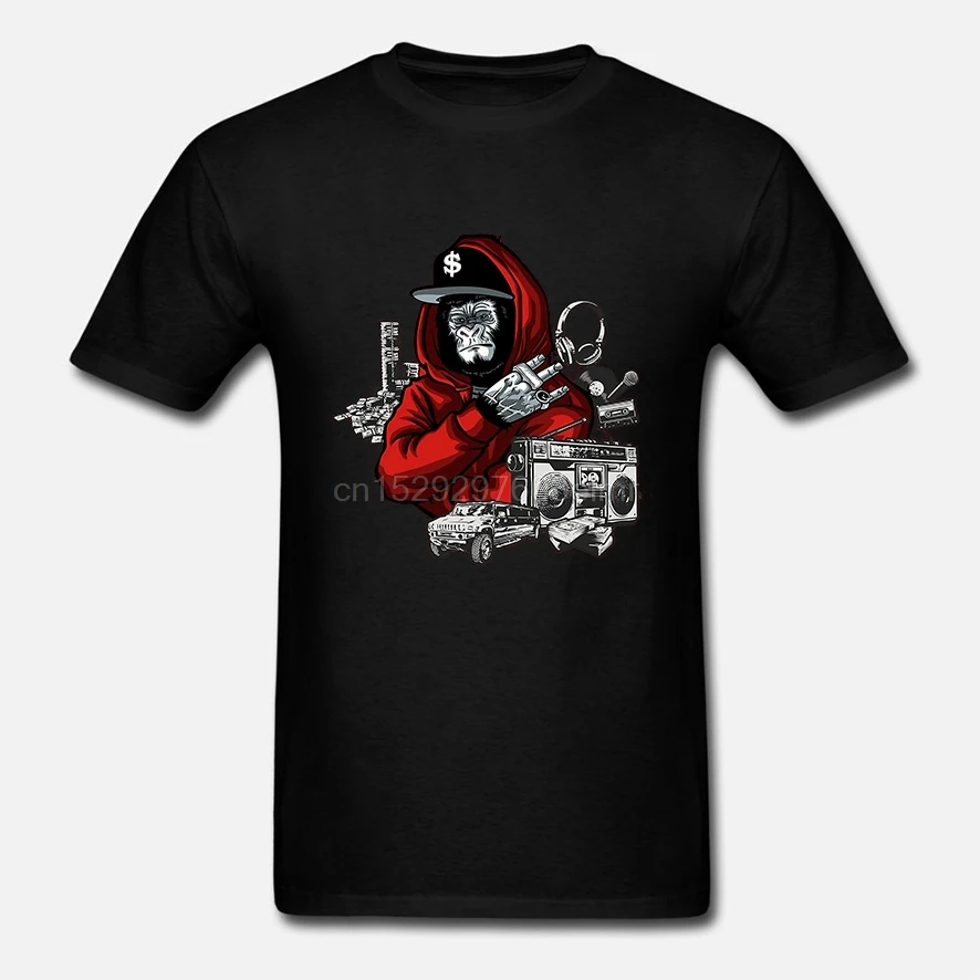 Футболка в стиле хип-хоп с рисунком Gorilla Гангстерская футболка MC Мужская Женская