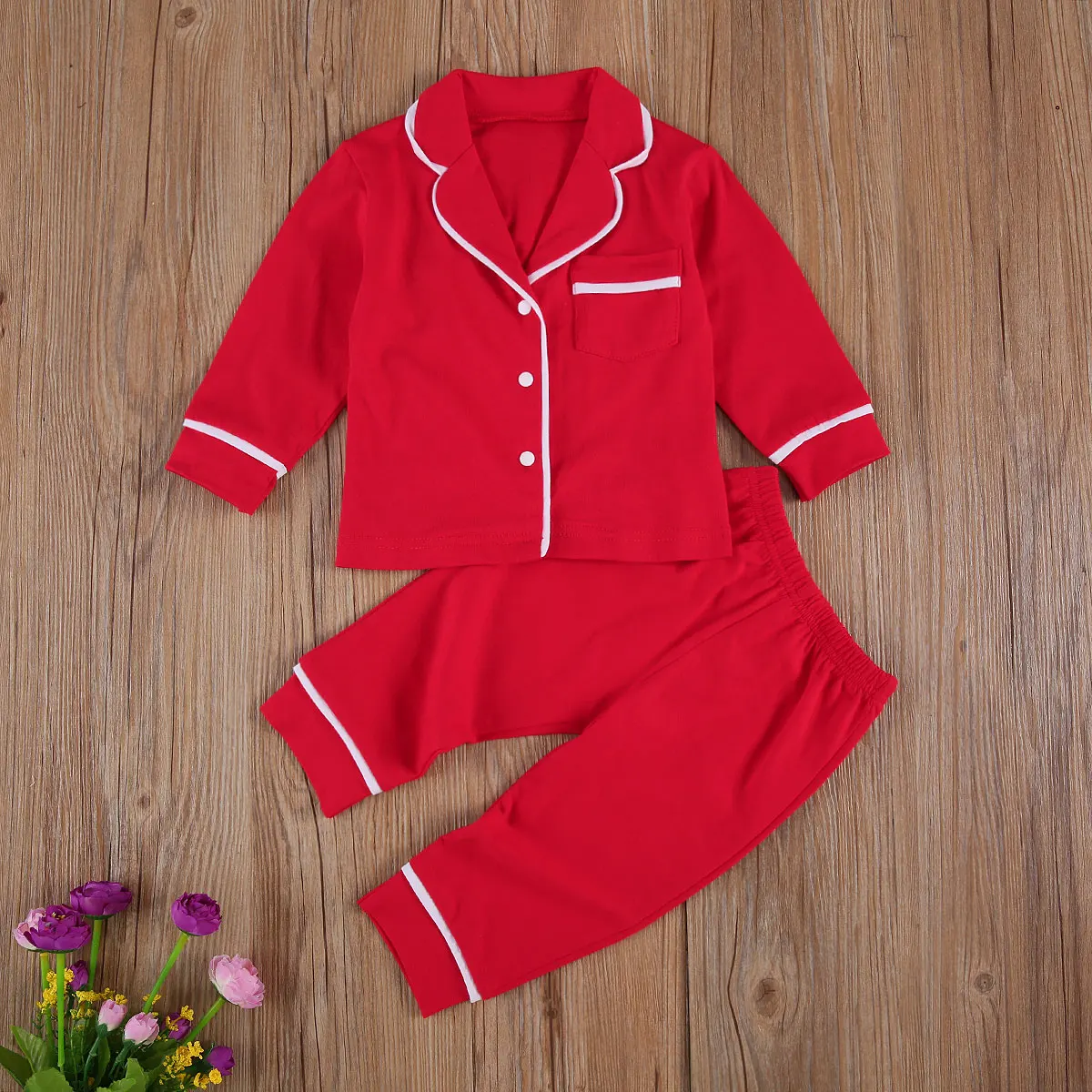 3 Colors Baby Children Boys Girls Solid Cotton Sleepwear Infant Toddler Sleepwear Sets kids pajamas Nightwear 6M-5Y