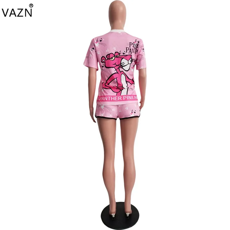 VAZN OG9630 новые свободные модные спортивные костюмы повседневные юные модные красочные шорты с коротким рукавом Топ Shor Брюки Эластичный Женский комплект из 2 предметов