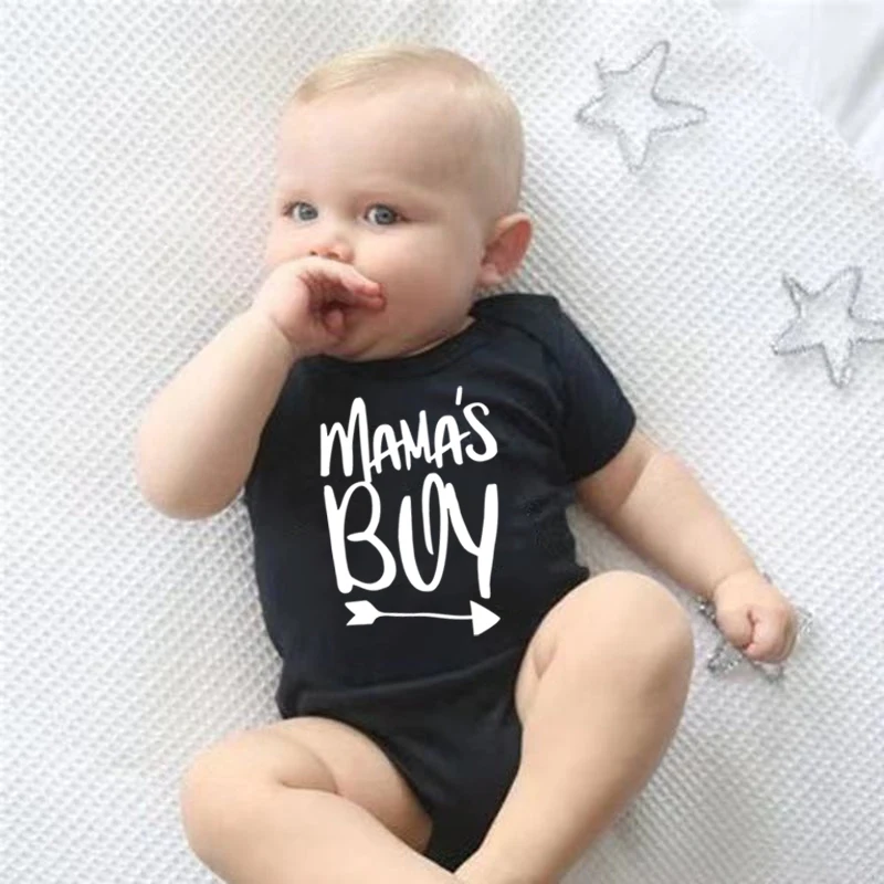 

Mama's Boy Baby Bodysuit Newborn Baby Boy Short Sleeve Letter Print Romper Onesies Funny Infant Baby Body Jumpsuit Clothes 0-24M