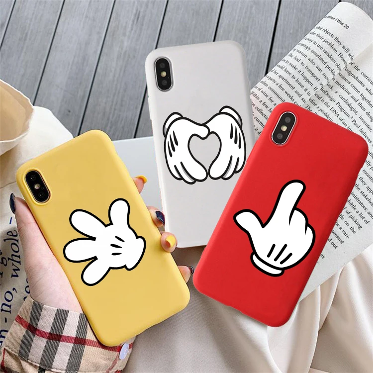

Luxury Cute Protect Soft TPU Minnie hand Case For iPhone 6S 8 7 6 S Plus Back Coque For iPhone X XS Max XR