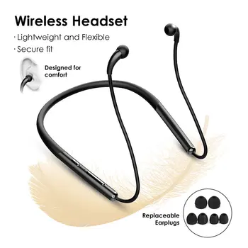 

Neck Mounted Bluetooth Earphone 260mAh Long Music Time Wireless BT5.0 Sports Sweatproof Headset w/Mic Noise Cancelling Earbuds