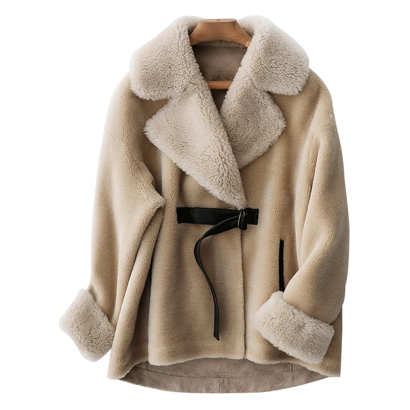

Real Fur Coat Sheep Shearling Fur Autumn Winter Jacket Women Clothes 2018 Korean Vintage Short Wool Coat Abrigo Mujer ZT1433