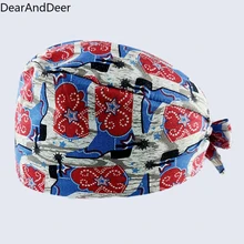 

Cool Print Scrubs Caps Profession Beauty Salon Health Workers Work cap Lab Hat 100% Cotton Hats Round Cap nurse uniform