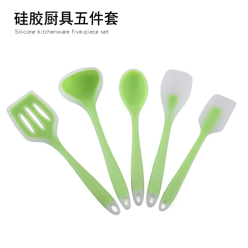 

5Pcs/Set Non-Stick Silicone Heat-Resistant Kitchen Cooking Tool Cookware Spoon Soup Ladle Turner Spatula Utensil Set Supplies