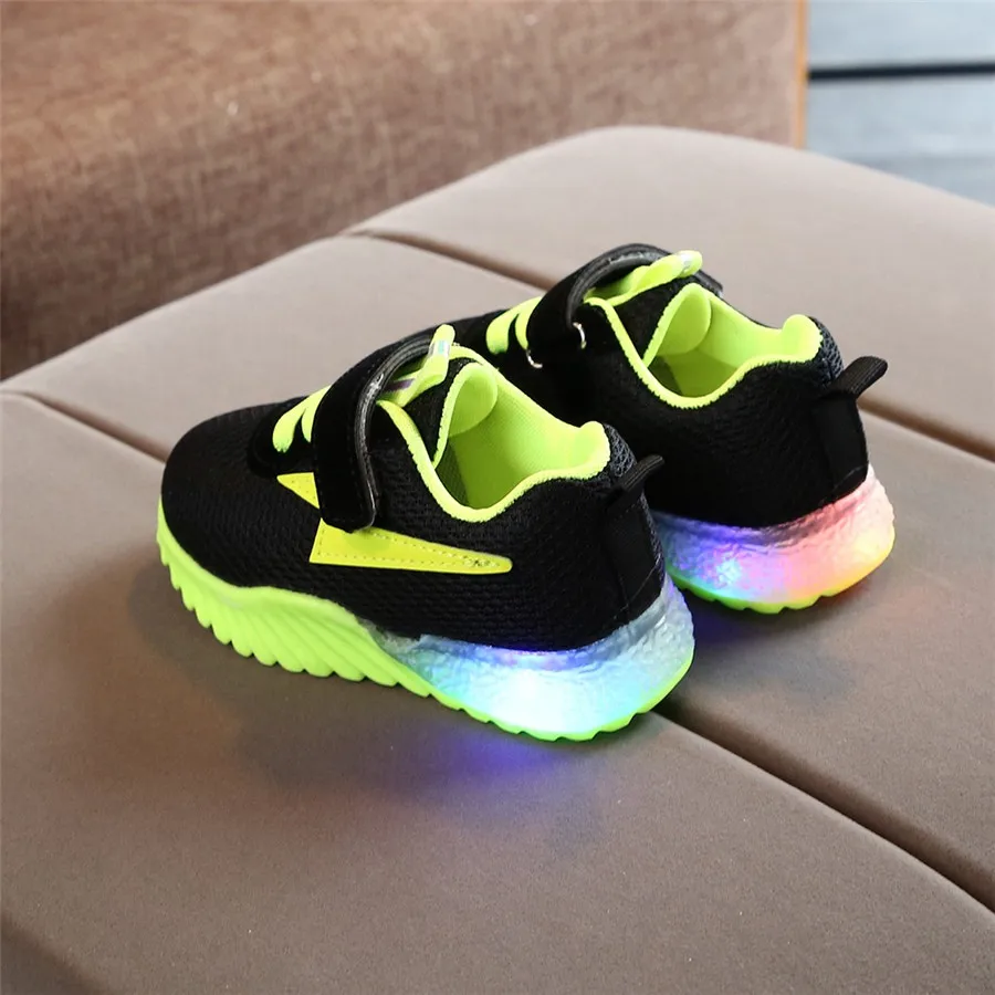 kids sneakers lights boys and girls mesh stitching breathable Led luminous running football sports shoes sneakers lights #40J30 (3)
