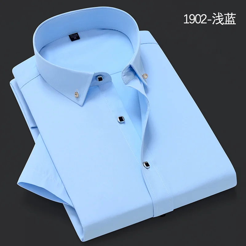 Men Short Sleeve Shirt Formal Casual Cotton Shirt