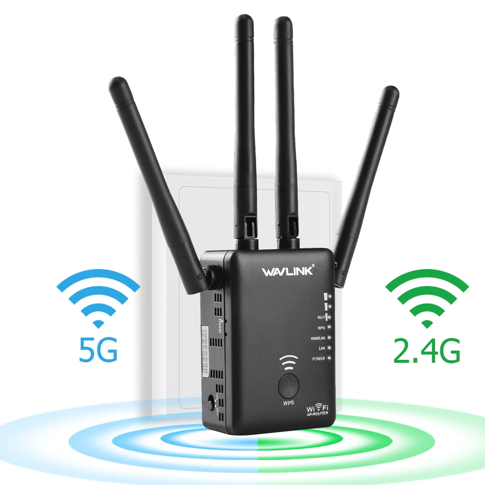 thumbnail image 1 of Repetidor wifi Wavlink de 5 GHz, 750/1200 Mbps, enrutador inalámbrico de banda dual de 2,4 GHz, punto de acceso, amplificador de señal larga, extensor de rango wifi, 1 of 5