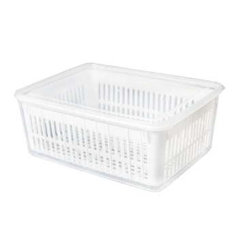 

Fruit and Vegetable Storage Box Large Capacity Refrigerator Food Freshness Box Kitchen Drain Basket Plastic Washing Basin