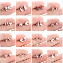 Hfarich серьги из нержавеющей стали в виде рождественской елки и лося, снежинки для женщин, мужчин и детей, подарок на день рождения и Рождество