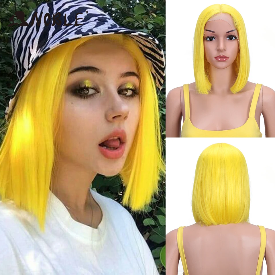 Noble Cosplay Synthetic Lace Wig Cosplay Wig Short Bob Straight 12