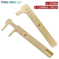 0-120mm Mini Brass Caliper Pure Copper Vernier Double Single Scale Measuring Ruler Retro Portable