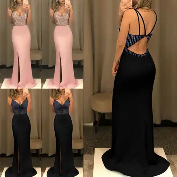 

Women Sequins Long Evening Cocktail Dresses Bodycon Party Ball Gown Formal Dress Summer Lady Bikini Cover Up Beachwear