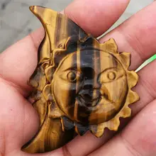 1 шт. AAAA натуральный желтый тигровый глаз камень ручной работы солнце кристалл статуя полировка декоративный подарок на Рождество с кристаллами уникальный