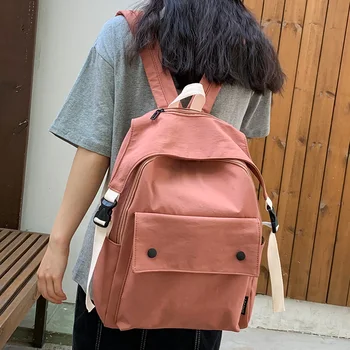 

Cute Female Student backpack Fashion women school bag teenage girls Buckle nylon kawaii backpack Button waterproof lady book bag
