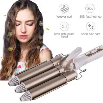 

Professional Curling Iron Ceramic Triple Barrel Hair Styler Hair Waver Styling Tools 110-220V Hair Curler Electric Curling US/EU