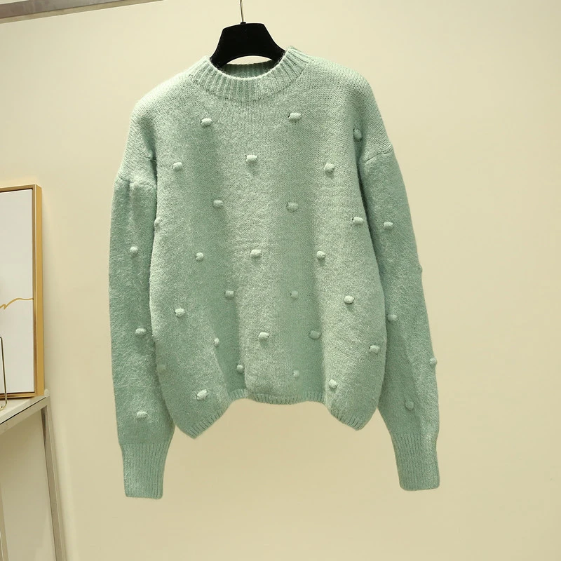 Осенне-зимний мягкий вязаный свитер с длинными рукавами и круглым вырезом, теплый Вязанный свитер, женские пуловеры для женщин, джемпер, одежда для женщин