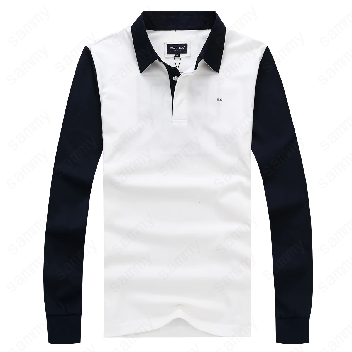Новинка, длинное Мужское поло, Homme Polo, весна-осень, для мужчин, Eden Park, хлопок, красивая вышивка, простой Повседневный стиль, большие размеры от M до 3XL
