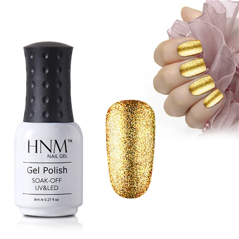 Блестящий УФ Платиновый Гель лак для ногтей HNM блестящий полуперманентный