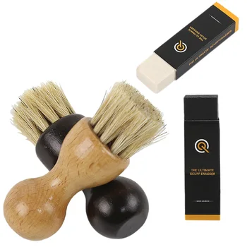 

4Pcs Wooden Handle Shoes Shine Brush Cleaning Eraser Set Suede Sheepskin Matte Leather and Leather Fabric Care Tool