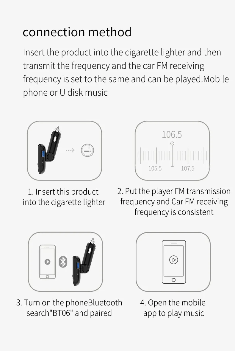 LAMJAD Bluetooth 5,0 автомобильный комплект беспроводной fm-передатчик громкой связи AUX аудио автомобильный mp3-плеер Поддержка TF/U диск QC3.0 USB порт