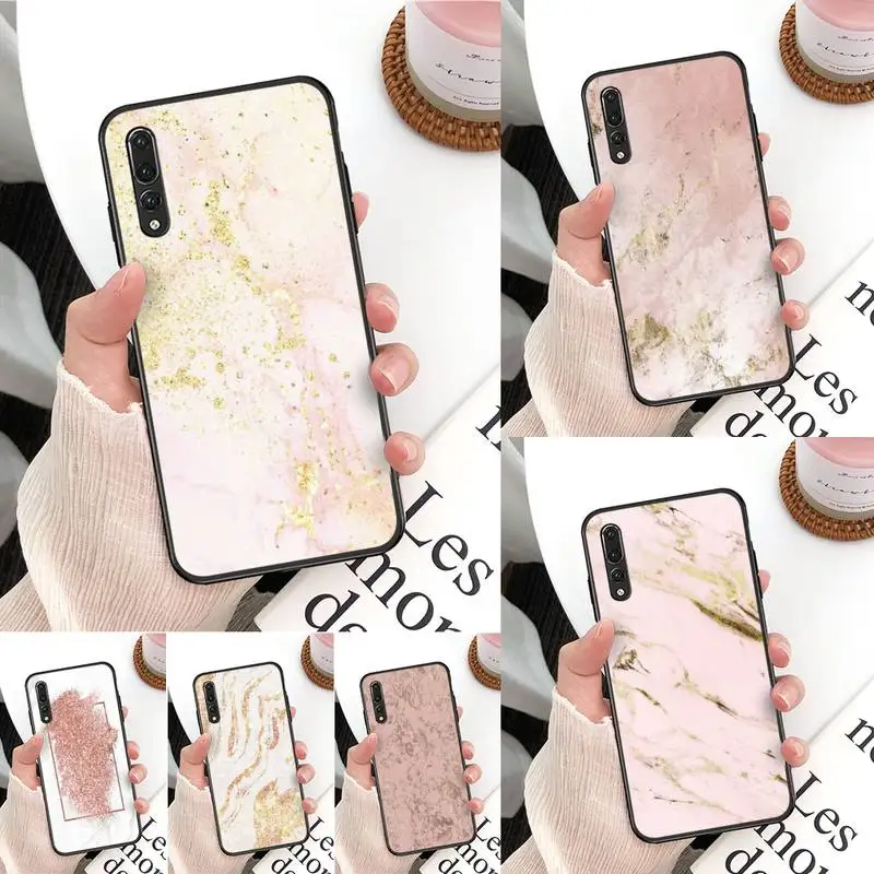 Gold Pink rose Glitter marble Phone Case For Huawei Mate 30 Pro P20 P30 P40 pro lite Y7 Y6 2019 for Honor 8X 8A 10 20lite 10i | Мобильные