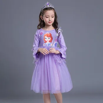 

Autumn Winter Long-sleeved Princess Tutu Dress Girls Children's Halloween Performance Tulle Tutus Dress With Fleece