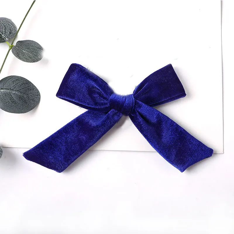 dark blue 1 шт. мини бархатный завязанный вручную бант из нейлона заколка для волос маленькие девочки сладкие конфеты, бархатный цвет Маленький бант заколка для волос аксессуары для волос - Цвет: dark blue