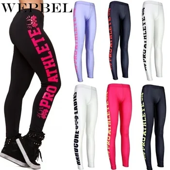 

WEPBEL Side letters Sports Pants Force Exercise Women Sports Yoga Tights Elastic Fitness Running Trousers Slim Aerobics Pants