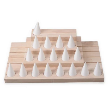 

Natural Unpainted Wooden Ring Jewelry Display Rack Stand Cone Shape Holder Organizer